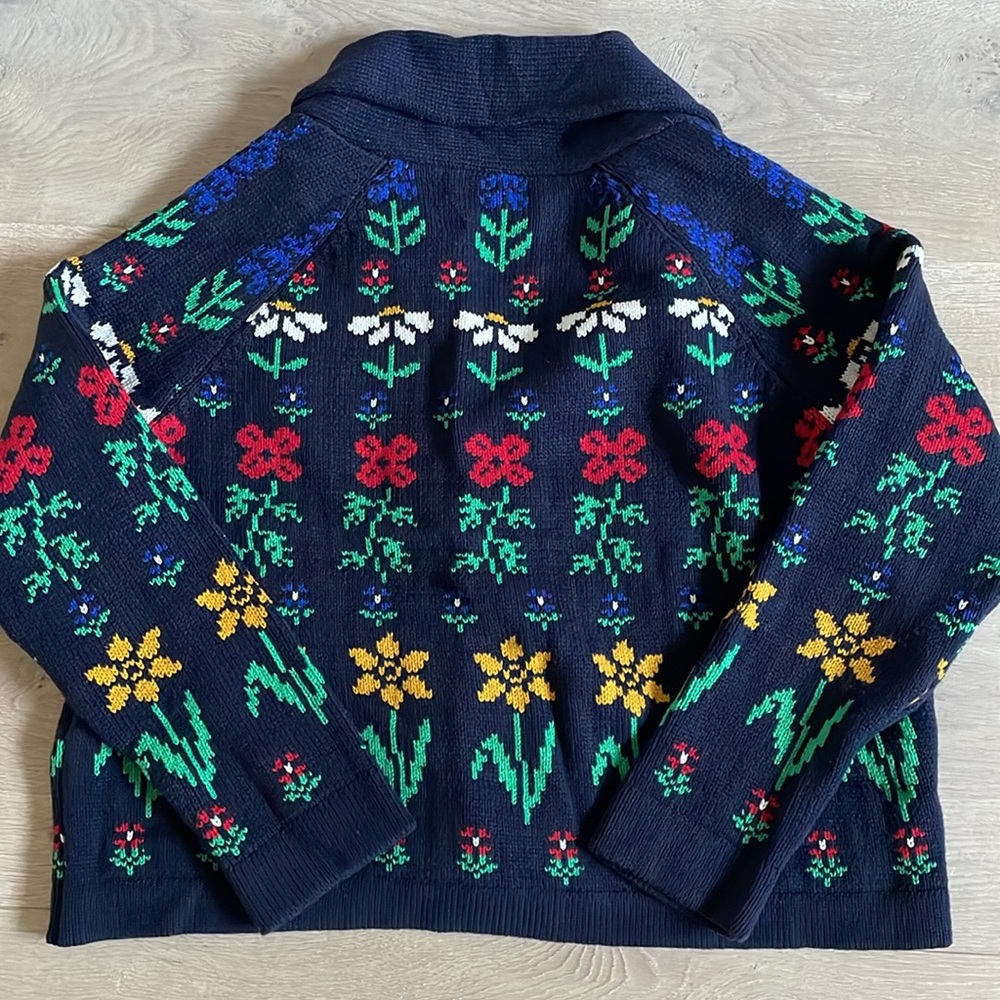 The Great. Garden Lodge Cardigan Sweater in Navy Floral. Size 1. - Picture 7 of 9